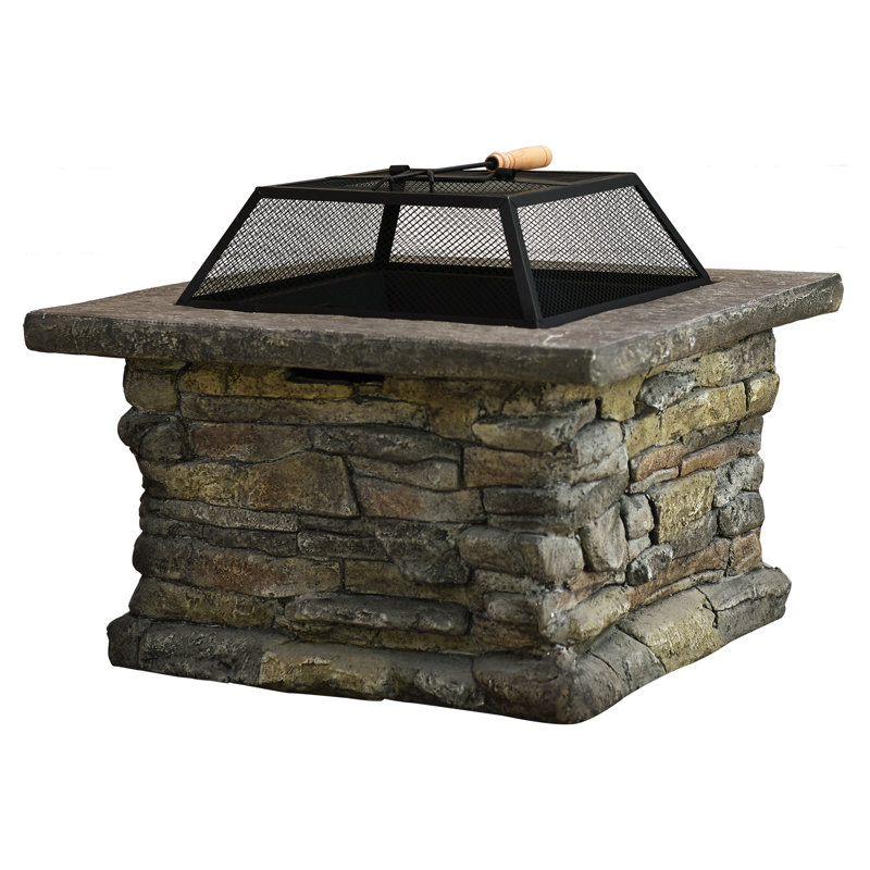 Laurel Foundry Modern Farmhouse Colton Faux Stone Wood Burning Fire Pit